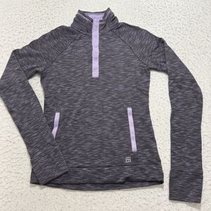 Avalanche Women's XS Pullover Purple Sweatshirt 1/4 Snap Button Up Thumb Holes